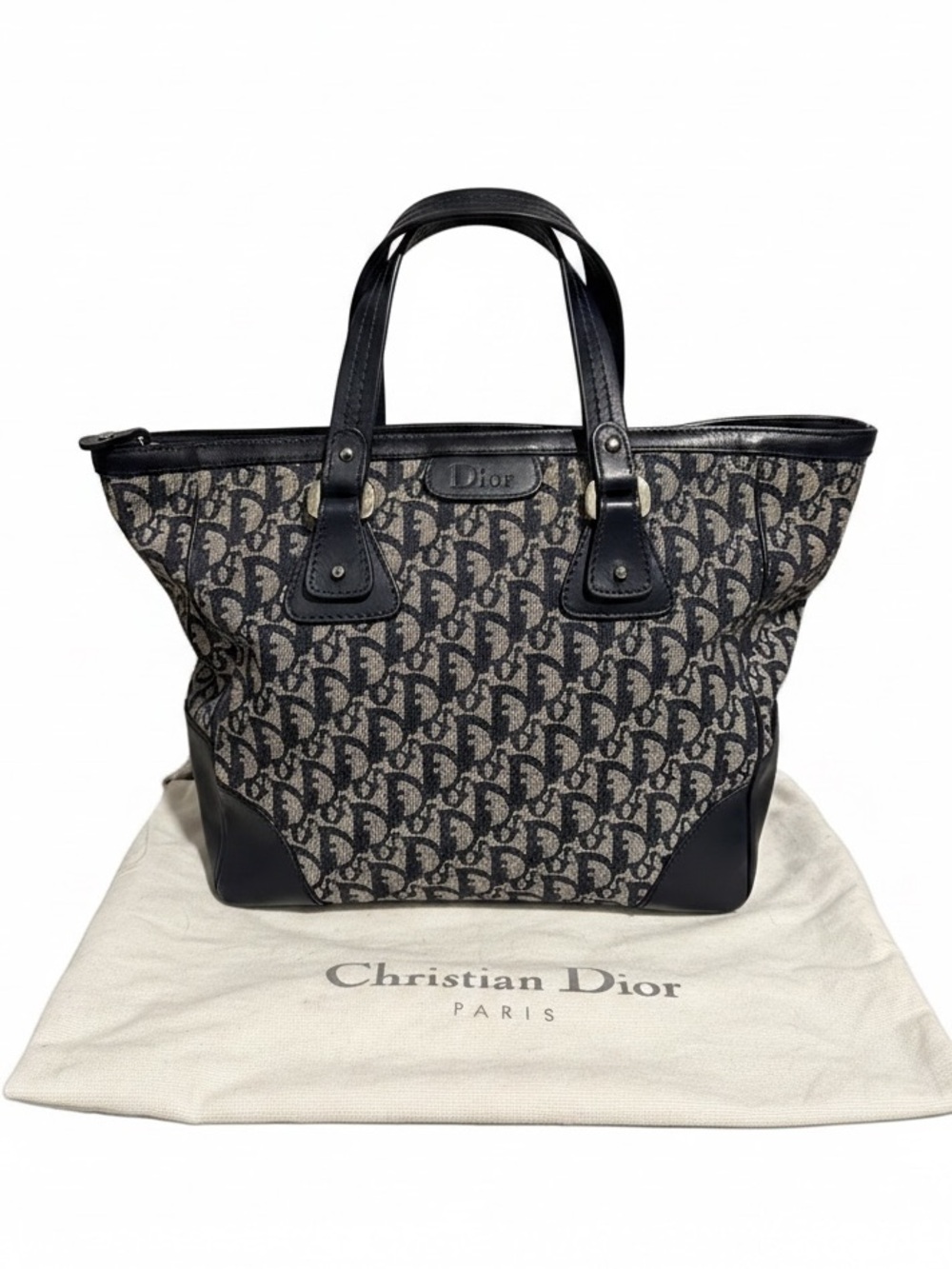 Christian Dior Trotter Vintage Canvas & Leather Tote Bag